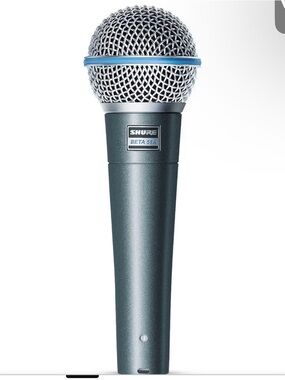 Shure Beta 58A Vocal Microphone in Metallic Gray with Blue Ring